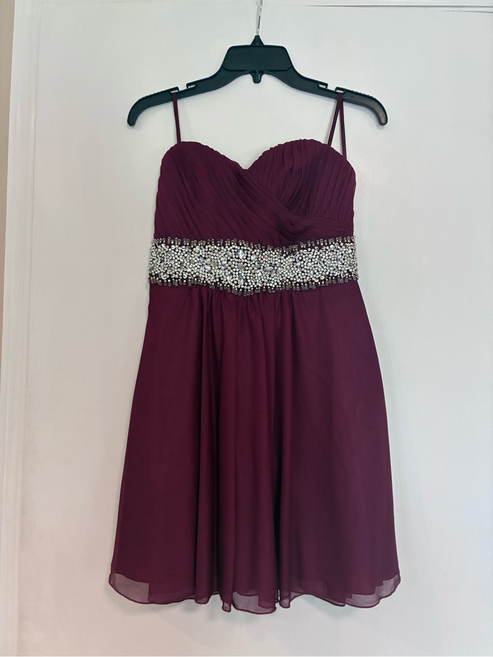 Sequin Hearts Wine Strapless Beaded Waist Formal Dress